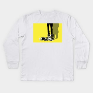 Street Artist on Yellow Kids Long Sleeve T-Shirt